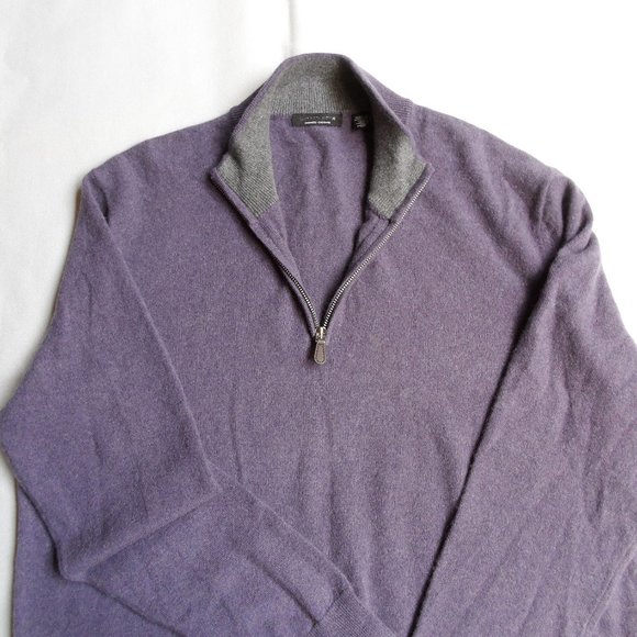 NEW Saks Fifth Avenue COLLECTION 1/4-Zip Mockneck Cashmere Pull-Over Sweater XXL - Picture 4 of 16